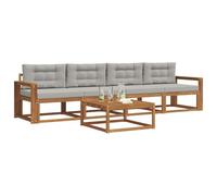 vidaXL Conjunto de sofás de Exterior 5 pcs Gris Natural y Claro, Sofá seccional Exterior Moderno, Conjunto para jardín