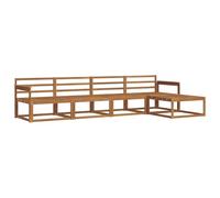 vidaXL Conjunto de sofás de Exterior 5 pcs Natural, Juego de Muebles de Exterior, Sofá Moderno para Patio, Lounge Jardín Resistente a la Intemperie, Seccional con Listones