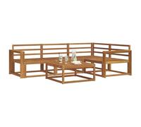 vidaXL Conjunto de sofás de Exterior 5 pcs Natural, Sofá de Acacia, Muebles Modernos para Exteriores, Set Seccional Estiloso, Resistente al Clima, Asientos para el Patio