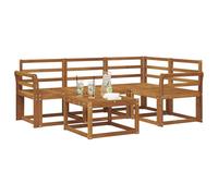vidaXL Conjunto de sofás de Exterior 5 pcs Natural, Sofá seccional de jardín, Muebles Modernos para Exteriores, Lounge cómodo para el Patio, Asientos Ideales para la terraza, un Conjunto para Vivir a