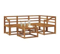 vidaXL Conjunto de sofás de Exterior 5 pcs Natural, Sofá seccional de jardín, Muebles Modernos para Exteriores, Lounge cómodo para el Patio, Asientos Ideales para la terraza, un Conjunto para Vivir a