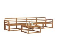 vidaXL Conjunto de sofás de Exterior 5 pcs Natural, Sofá seccional Exterior Moderno, Conjunto para jardín, Muebles de Patio duraderos para la Comodidad del Patio Trasero y Asientos Junto a la Piscina