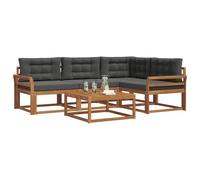 vidaXL Conjunto de sofás de Exterior 5 pcs Natural y Antracita, Conjunto de sofá Exterior Moderno de Madera de Acacia, Asientos cómodos para jardín, disposición Flexible para el Patio