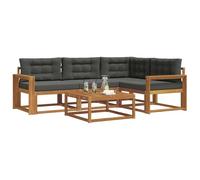 vidaXL Conjunto de sofás de Exterior 5 pcs Natural y Antracita, Conjunto de sofá Exterior Moderno de Madera de Acacia, Asientos cómodos para jardín, disposición Flexible para el Patio