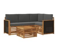 vidaXL Conjunto de sofás de Exterior 5 pcs Natural y Antracita, Juego de Sofás Moderno para Exterior, Asientos de Patio, Muebles de Jardín Contemporáneos, Sección Acacia