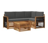 vidaXL Conjunto de sofás de Exterior 5 pcs Natural y Antracita, Juego de Sofás Moderno para Exterior, Asientos de Patio, Muebles de Jardín Contemporáneos, Sección Acacia