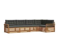 vidaXL Conjunto de sofás de Exterior 5 pcs Natural y Antracita, Set de Confort Exterior, Sofá Seccional Moderno, Muebles de Jardín, Asientos de Terraza para Relajarte