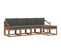 vidaXL Conjunto de sofás de Exterior 5 pcs Natural y Antracita, Set de Sofás Modernos para Jardín, Muebles Resistentes para Terraza y Patio, Diseño en Acacia para el Patio