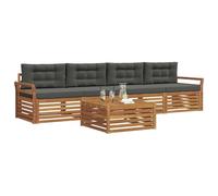 vidaXL Conjunto de sofás de Exterior 5 pcs Natural y Antracita, Sofá de jardín Moderno, mobiliario seccional, Asientos para terraza, Conjunto cómodo y Duradero