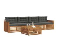 vidaXL Conjunto de sofás de Exterior 5 pcs Natural y Antracita, Sofá de jardín Moderno, mobiliario seccional, Asientos para terraza, Conjunto cómodo y Duradero
