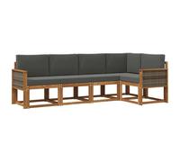 vidaXL Conjunto de sofás de Exterior 5 pcs Natural y Antracita, Sofá de jardín Moderno, Resistente al Clima, Muebles seccionales, Zona de terraza, Confort en el Patio