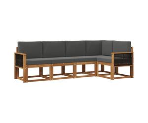 vidaXL Conjunto de sofás de Exterior 5 pcs Natural y Antracita, Sofá de jardín Moderno, Resistente al Clima, Muebles seccionales, Zona de terraza, Confort en el Patio