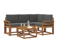 vidaXL Conjunto de sofás de Exterior 5 pcs Natural y Antracita, Sofá seccional de jardín, Muebles Modernos para Exteriores, Lounge cómodo para el Patio, Asientos Ideales para la terraza, un Conjunto