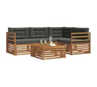 vidaXL Conjunto de sofás de Exterior 5 pcs Natural y Antracita, Sofá seccional Moderno para Patio, Mueble de jardín Resistente, Confort y Asientos al Aire Libre