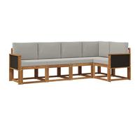 vidaXL Conjunto de sofás de Exterior 5 pcs Natural y Gris Claro, Sofá de jardín Moderno, Resistente al Clima, Muebles seccionales, Zona de terraza, Confort en el Patio