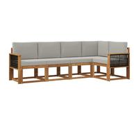 vidaXL Conjunto de sofás de Exterior 5 pcs Natural y Gris Claro, Sofá de jardín Moderno, Resistente al Clima, Muebles seccionales, Zona de terraza, Confort en el Patio