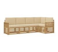 vidaXL Conjunto de sofás de Exterior 5 pcs y Beige 247 x 128,5 x 73 cm, Sofá Seccional Moderno para Jardín, Muebles de Exterior, Confort para Patio y Terraza
