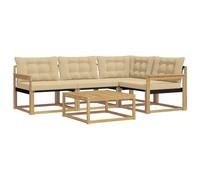 vidaXL Conjunto de sofás de Exterior 5 pcs y Beige 79 x 79 x 37 cm, Conjunto de sofá Moderno para Exterior, Muebles de jardín de Acacia, Asientos cómodos para tu terraza
