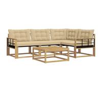 vidaXL Conjunto de sofás de Exterior 5 pcs y Beige 79 x 79 x 37 cm, Conjunto de sofá Moderno para Exterior, Muebles de jardín de Acacia, Asientos cómodos para tu terraza