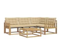 vidaXL Conjunto de sofás de Exterior 5 pcs y Beige 79 x 79 x 37 cm, Conjunto de sofá Moderno para Exterior, Muebles de jardín de Acacia, Asientos cómodos para tu terraza