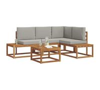 vidaXL Conjunto de sofás de Exterior 5 Pieza Gris Natural y Claro, Set de sofá para Exteriores Moderno, Muebles seccionales duraderos para el Patio y la terraza, cómodos y Elegantes