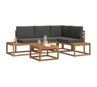 vidaXL Conjunto de sofás de Exterior 5 Pieza Natural y Antracita, Set de sofá para Exteriores Moderno, Muebles seccionales duraderos para el Patio y la terraza, cómodos y Elegantes
