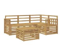 vidaXL Conjunto de sofás de Exterior 5 pcs Blanco 59 x 59 x 37 cm, Juego de Sofás Moderno para Exterior, Asientos de Patio, Muebles de Jardín Contemporáneos, Sección Acacia