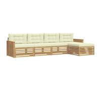 vidaXL Conjunto de sofás de Exterior 5 pcs Blanco y Crema, Sofá Moderno para jardín, Mueble seccional, Lounge de Patio, Conjunto cómodo para terraza