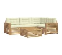 vidaXL Conjunto de sofás de Exterior 5 uds. Blanco y Crema Poliéster