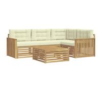 vidaXL Conjunto de sofás de Exterior 5 uds. Blanco y Crema Poliéster