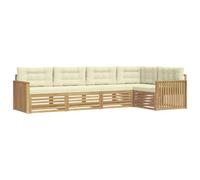 vidaXL Conjunto de sofás de Exterior 5 uds. Blanco y Crema Poliéster