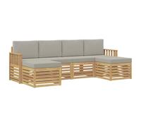 vidaXL Conjunto de sofás de Exterior 5 uds. Blanco y Gris Claro