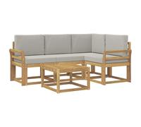 vidaXL Conjunto de sofás de Exterior 5 uds. Blanco y Gris Claro