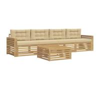 vidaXL Conjunto de sofás de Exterior 5 uds. y Beige