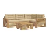 vidaXL Conjunto de sofás de Exterior 5 uds. y Beige Poliéster