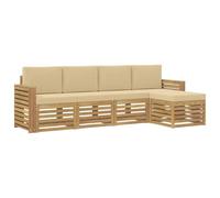 vidaXL Conjunto de sofás de Exterior 5 uds. y Beige Poliéster