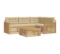 vidaXL Conjunto de sofás de Exterior 5 uds. y Beige Poliéster