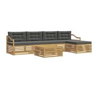 vidaXL Conjunto de sofás de Exterior 6 pcs Blanco y Antracita, Sofá de Patio, Conjunto Moderno, Resistente al Clima, Relajación en el Jardín, Asientos para Espacios Fuera