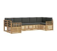 vidaXL Conjunto de sofás de Exterior 6 pcs Blanco y Antracita, Sofá Moderno de Madera de Acacia, Conjunto Duradero para jardín, ¡Muebles modulares para tu Patio y la Piscina
