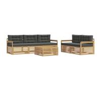 vidaXL Conjunto de sofás de Exterior 6 uds. Blanco y Antracita