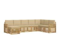 vidaXL Conjunto de sofás de Exterior 6 pcs Blanco y Beige, Muebles de Jardín, Sofá Moderno, Juego de Asientos para Patio, Terraza, Sección Duradera y Cómoda