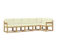 vidaXL Conjunto de sofás de Exterior 6 pcs Blanco y Crema Poliéster, Sofá de jardín Moderno, Conjunto de sección para Patio, Muebles Resistentes al Clima para terraza