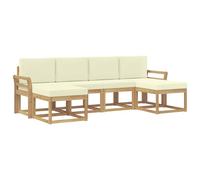 vidaXL Conjunto de sofás de Exterior 6 pcs Blanco y Crema Poliéster, Sofá Exterior Elegante, Muebles Modernos para Patio, Asientos de jardín Resistentes al Clima, diseño Minimalista Chic