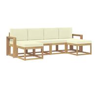 vidaXL Conjunto de sofás de Exterior 6 pcs Blanco y Crema Poliéster, Sofá Exterior Elegante, Muebles Modernos para Patio, Asientos de jardín Resistentes al Clima, diseño Minimalista Chic