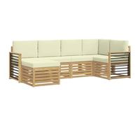 vidaXL Conjunto de sofás de Exterior 6 pcs Blanco y Crema Poliéster, Sofá Exterior, Moderno y seccional, para jardín, Muebles de Patio, Conjunto cómodo para terraza