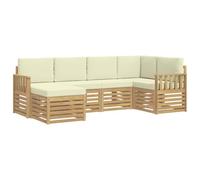 vidaXL Conjunto de sofás de Exterior 6 pcs Blanco y Crema Poliéster, Sofá Exterior, Moderno y seccional, para jardín, Muebles de Patio, Conjunto cómodo para terraza