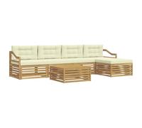 vidaXL Conjunto de sofás de Exterior 6 pcs Blanco y Crema, Sofá de Patio, Conjunto Moderno, Resistente al Clima, Relajación en el Jardín, Asientos para Espacios Fuera