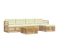 vidaXL Conjunto de sofás de Exterior 6 pcs Blanco y Crema, Sofá de Patio, Conjunto Moderno, Resistente al Clima, Relajación en el Jardín, Asientos para Espacios Fuera