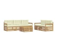 vidaXL Conjunto de sofás de Exterior 6 uds. Blanco y Crema