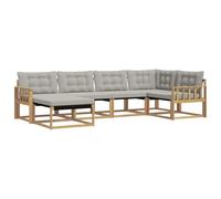 vidaXL Conjunto de sofás de Exterior 6 pcs Blanco y Gris Claro, Conjunto de Sofás de Jardín, Muebles de Patio Modernos, Resistentes y Fáciles de Limpiar, Relajarse